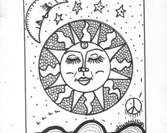 hippie coloring book etsy