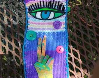 Namaste, Handwoven Art, Yoga, Meditation, Hippie Art, Peace, Mini Tapestry, Free Shipping, One Of A Kind