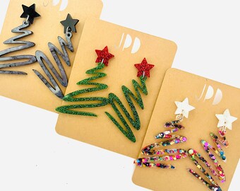 Christmas Tree Earrings, Holiday Jewelry, Festive Earrings
