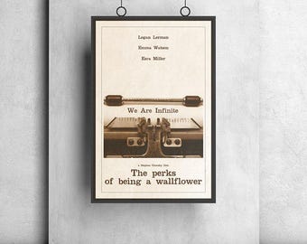 May include: Framed poster featuring the movie title "The Perks of Being a Wallflower." The poster includes the names Logan Lerman, Emma Watson, and Ezra Miller. The phrase "We Are Infinite" is also displayed.