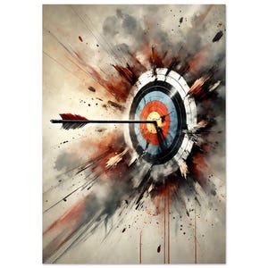 Archery Art Print – Target with Arrow – Dynamic Archery Wall Art – Gift for Archers