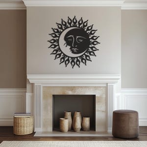 Sun and Moon Metal Wall Art, Sunshine Metal Sign,Sun Face Metal Sign, Celestial Decor, Metal Wall Art Decor, Mother's Day Gift, Gift for Her