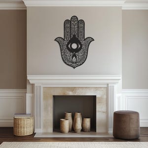 Hamsa Hand Wall Art, Boho Metal Decor, Evil Eye Wall Hanging, Mandala Metal Wall Art, Spiritual Wall Decor, Gift for Home Protection
