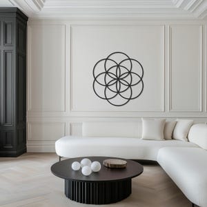 Modern Geometric Metal Wall Art, Geometric Metal Wall Sign, Seed of Life Metal Wall Art, Minimalist Wall Hanging, Valentine&#39;s Gift
