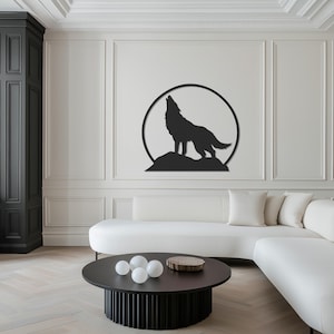 Wolf Metal Wall Art, Howling Wolf Silhouette, Wolf Home Wall Art, Wolf Metal Wall Hanging, Minimalist Line Art, Room Decor,Valentine&#39;s Gift