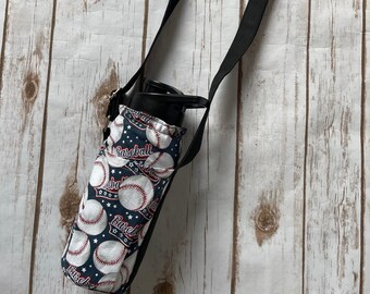 Baseball Water Bottle Holder with Adjustable Sling & Aluminum Bottle