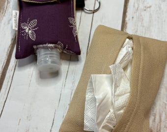 Get Well Soon Pack of Tissues and Hand Sanitizer, Purple with Bees