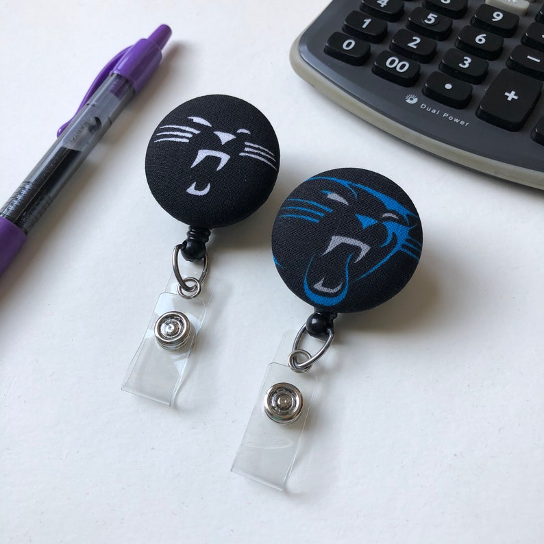 Panther ID Reel Carolina Panthers ID Badge Holder Panther Badge Reel