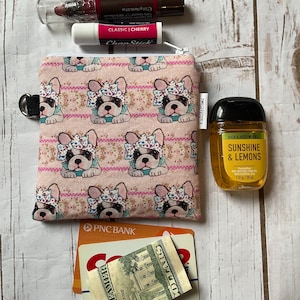 Bolsa pequeña con cremallera, Frenchie rosa, bolsa de 5 x 5, bolsa de 5 pulgadas