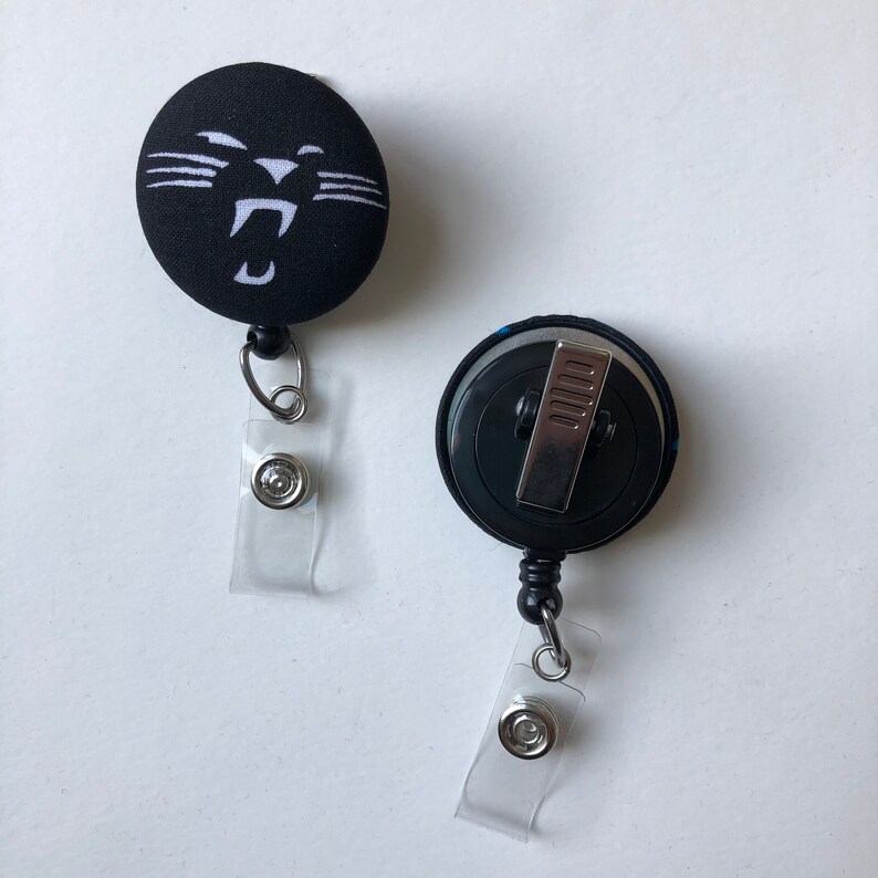 Panther ID Reel Carolina Panthers ID Badge Holder Panther Badge Reel