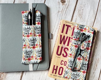 Swear Word Pen Pouch with Flowers: Zippered Cotton Journal Accessory