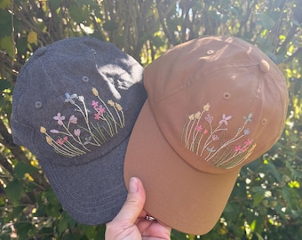 Hand Embroidered Wildflower Hat