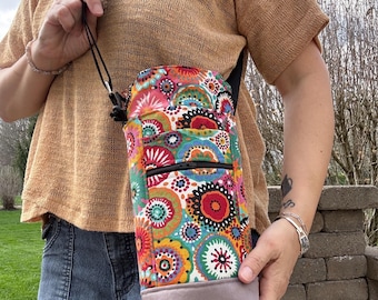 Colorful Canvas Water Bottle Holder: Crossbody Sling Bag