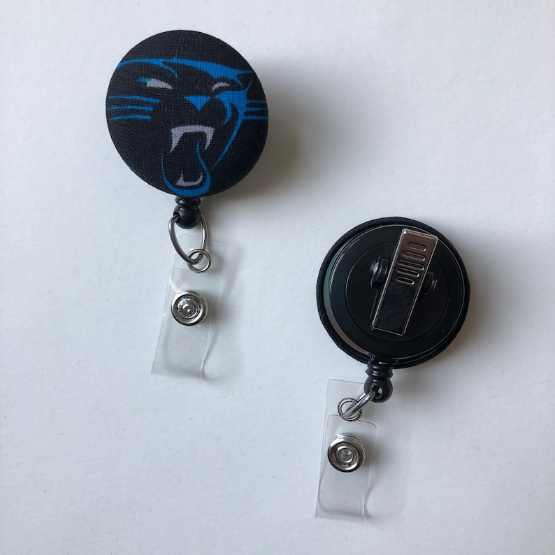 Panther ID Reel Carolina Panthers ID Badge Holder Panther Badge Reel