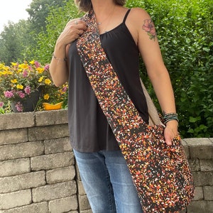 Black Reversible Boho Crossbody Bag, Colorful Dots Purse, Large Floppy Purse, Hippie Bag