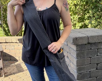 Reversible Crossbody Bag: Black Dot & Yellow Canvas Slouchy Boho Purse