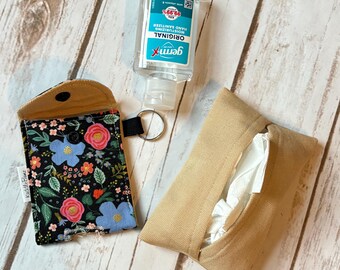 Get Well Soon Pack of Tissues and Hand Sanitizer with Flowers