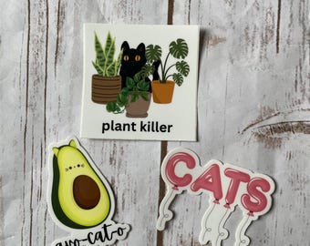 Cat Lover Sticker Set: 3-Inch Vinyl Decals for Laptop, Water Bottle