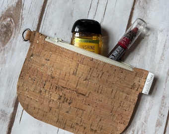 Minimalist Cork Zipper Pouch | Small Keychain Wallet | Eco-Friendly Coin Purse