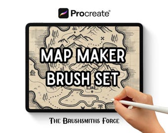 Procreate Fantasy Map Maker Brush Set | Liner Brushes | Shader Brushes | Paper Textures | RPG maps | D & D | Tabletop gaming