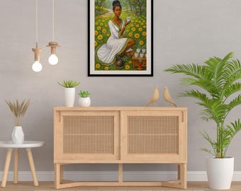 Eritreische äthiopische Kaffee-Zeremonie Wandkunst, digitaler Download, Habesha Frau im traditionellen Zuria, afrikanische Kultur druckbare Kunstwerk