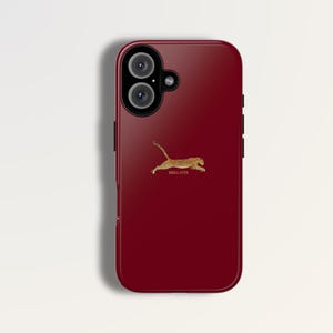 LEOPARD Burgandy Case | For iPhone 16, 15, 14, 13 and more, Maroon, MagSafe Case, Elegant Phone Case, Aesthetic Case, YK2, Cheetah Case