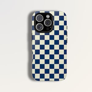 CHUNKY KAROS Gewellt Blau Beige Gehäuse | Für iPhone 16 Pro Case, iPhone 15 Pro Case, iPhone 13 Pro Max Case, iPhone 12 Case, iPhone 11 Case mehr