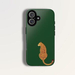 LEOPARD グリーンケース | iPhone 16、15、14、13 など対応、チータープリント、MagSafe ケース、エレガントな電話ケース、美的ケース、YK2、チーターケース