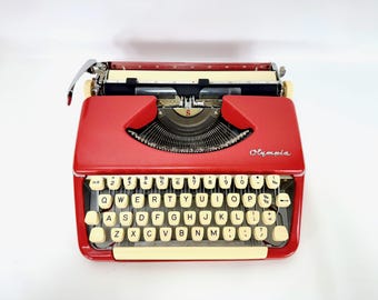 Vibrant Red Olympia SF (Splendid) Ultra-Portable Typewriter – Professionally Serviced w/ New Platen & Manual (c. 1960s)