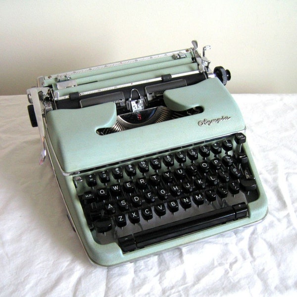 Vintage Mint Green Olympia SM-4 Portable Typewriter