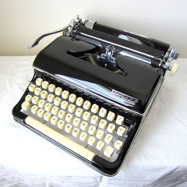 Exquisite Ebony Torpedo Typewriter - Athena - Professionally Serviced
