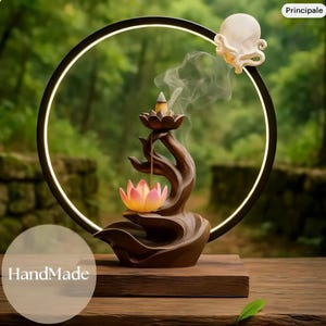 Backflow Incense Burner | Lotus Flower Hand Incense Holder | Ceramic Smoke Fountain | Zen Meditation Decor | Aromatherapy Gift