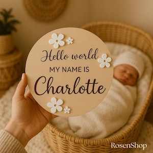 Personalized Baby Name Sign, Birth Announcement, Wooden Baby Name Plaque, Newborn Photo Prop, Nursery Wall Decor, Baby Shower Gift