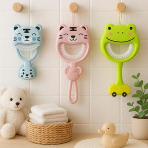 Animal-Shaped Kids Toothbrush | Soft Silicone U-Shaped Brush | Fun Baby Toothbrush | Cute Bathroom Accessory