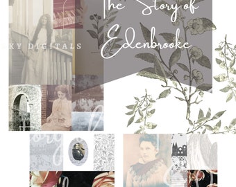 The Story of Edenbrooke Digital Collage Ephemera Paper Junk Journaling Kit Vintage & Fairytale Inspired