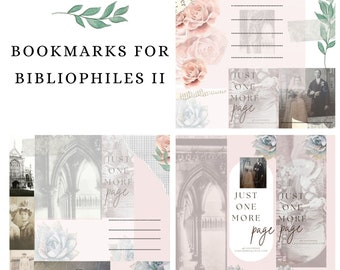 Bookmarks for Bibliophiles 2 Digital Printable Readers Book Lovers Gift Junk Journal