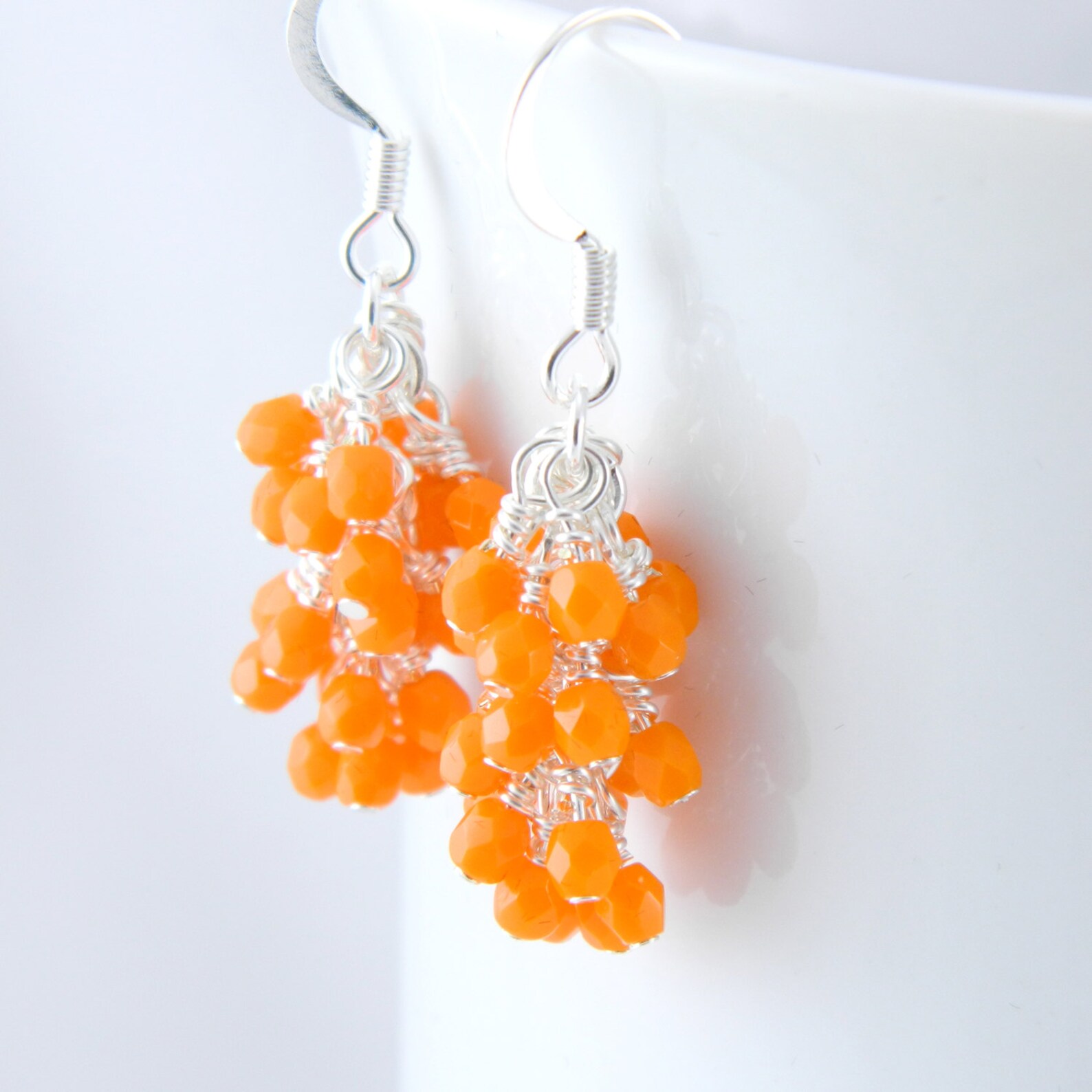 Orange Dangle Earrings Etsy