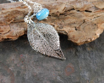 Laurel Leaf Pendant Necklace, Silver Real Leaf Necklace on 20 inch chain,  Symbol of Victory