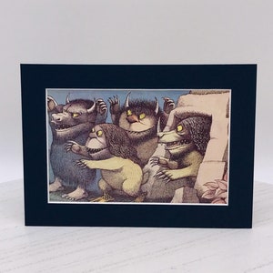 Vintage matted upcycled “storybook” page 5 x 7 print “Where the WIld Things Are&quot;