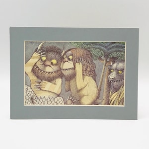 Vintage matted upcycled “storybook” page 5 x 7 “Where the Wild Things Are”