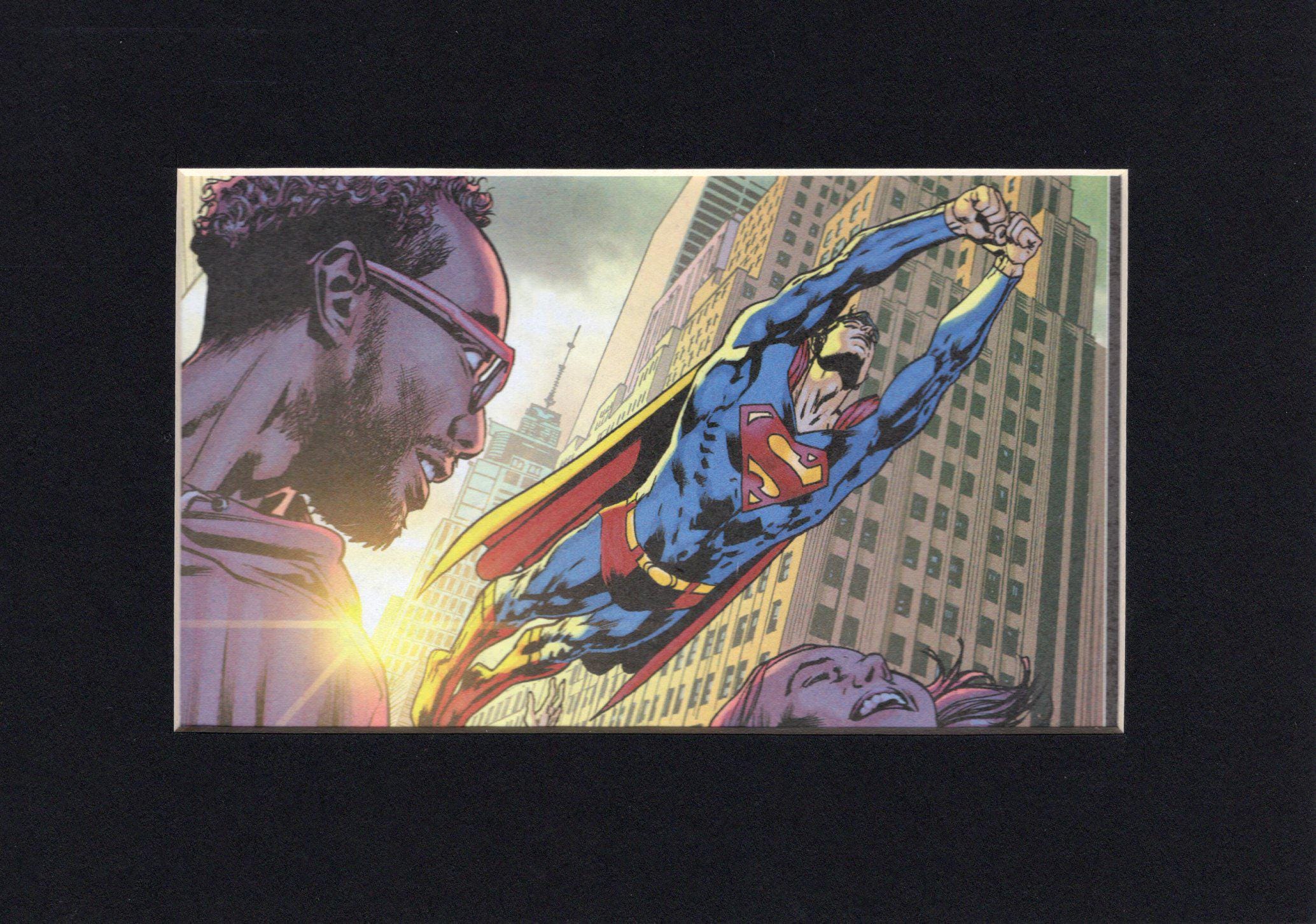 Vintage, matted, upcycled comic book page 5 x 7 “Superman”