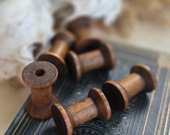 Carretes de hilo de madera pequeños: minibobinas de madera de estilo vintage para manualidades y exhibición