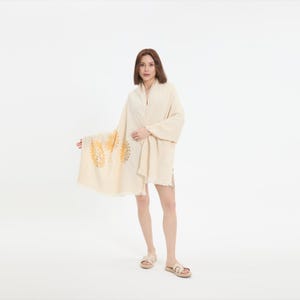 Organic Cotton Muslin Beach Wrap with Sun Face Print – Handmade Double Layer Sarong Pareo Cover Up by Asia Turkish Bath