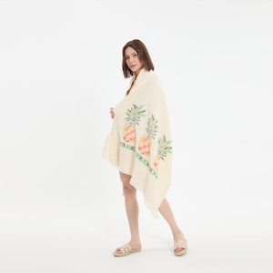 Organic Muslin Sarong: Pineapple Print Beach Cover-Up