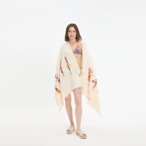 Handmade Muslin Cotton African Woman Print Sarong – Bohemian Organic Double Layer Beach Wrap for Summer and Resort Style