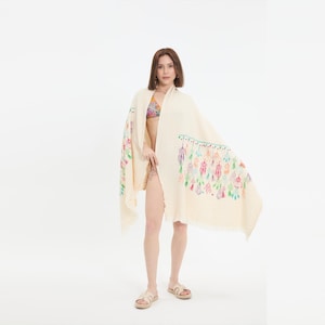 Organic Muslin Cotton Dreamcatcher Sarong Wrap – Handmade Double Layer Beach Cover Up with Boho Print by Asia Turkish Bath