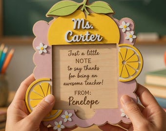Lemon Sticky Note Holder, Cute Desk Organization Stationery, End of the year gift, Teacher Gift Personalized, Teacher Appreciation Gift