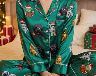 Disney Star Wars Weihnachten Satin Pyjamas Set, Darth Vader Storm Trooper Pyjamas, Star Wars Galaxy's Edge Pyjamas, Familien Matching Pyjamas