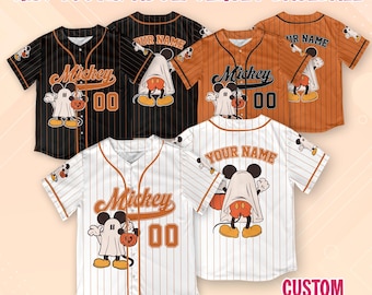 Maillot de baseball personnalisé collection Halloween Mickey Disney, maillot de l'équipe de baseball personnalisé, chemise Halloween Disney, chemise Halloween Mickey