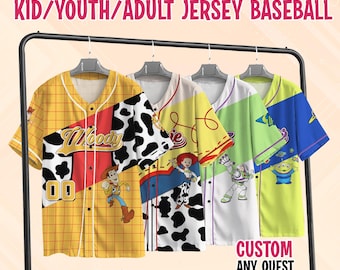 Colección de camisetas de béisbol personalizadas de Toy Story, elige personajes de Disney de Toy Story, camisetas de Toy Story, camisetas para niños, jóvenes y adultos, camisetas de Toy Story